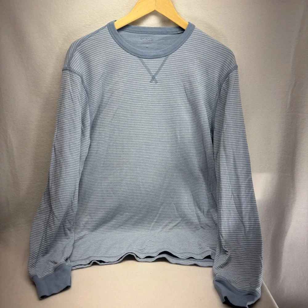 J Crew Mens Long Sleeve Striped Crewneck Pullover Shirt‎ Size L
